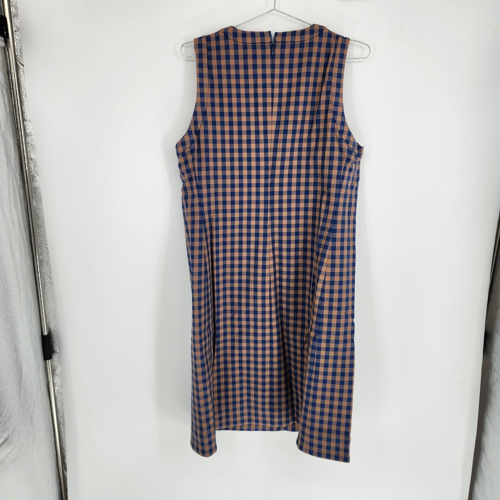 Boden Size 10L Blue Gingham Camel Lou Check Shift Dress NWT - Picture 2 of 9